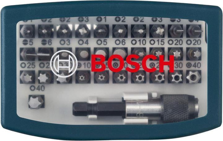 Actual product image Bosch Professional Zubehör 32-piece screwdriver bit set blue (Cross Phillips PH M1, Cross Phillips PH M2, Cross Phillips PH M3, Cross Pozidriv PZ M1, Cross Pozidriv PZ M2, Cross Pozidriv PZ M3, Hexagonal (hexagonal) M6, Screw slot M3, Screw slot M4, Hexagon socket TX M15, Hexagon socket TX M20, Hexagon socket TX M25, Hexagonal (hexagonal) M3)