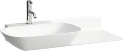 Actual product image Laufen INO washbasin, without tap hole, with overflow, ceramic shelf right, 900x450mm, H813302 (496 mm, 900 mm)