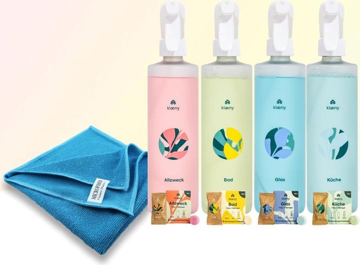 Produktbild Klaeny Veganes Haushaltsreiniger Set inkl. Nachfüll-Tabs und GRATIS Mikrofasertuch