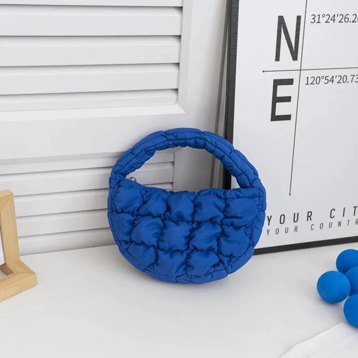 Only-Bags.Store Mini-Tasche Gesteppter Kreis Telefon Purpur Elegant Lila Weiches Nylon Gepolstertes