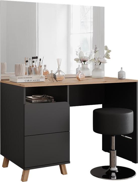Actual product image Vichy Vanity table Karen, Anthracite/Artisan, 110 cm with stool (110 x 75 x 55 cm)