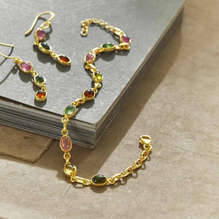 Immagine prodotto Loberon Bracciale Leilan colorato (19 cm, Abbellimento: gemma di tormalina, Argento 925)