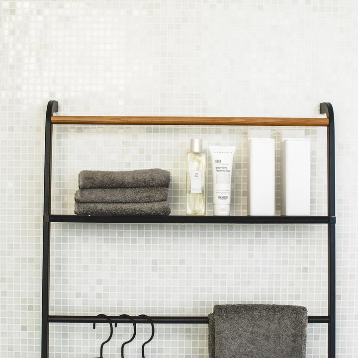 Actual product image Yamazaki Leaning clothes ladder with TOWER shelf