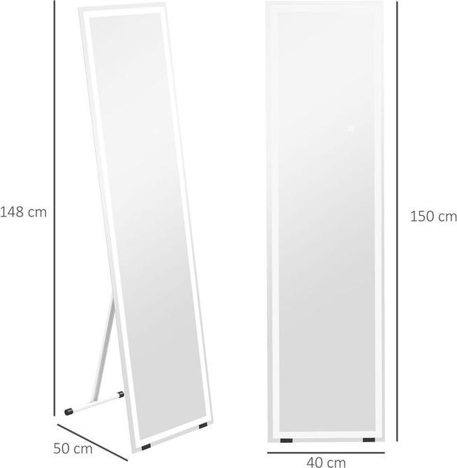 Produktbild Swisshandel24 Ganzkörperspiegel, 40 x 150 cm Standspiegel, Wandspiegel mit LED-Leuchte, Lichtspiegel mit 3 Lichtfa (40 x 150 cm)