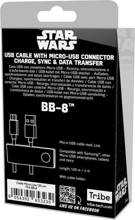 Produktbild Tribe Line - Microusb Cables - 1,2 M (4ft.) - Bb-8 (1.20 m, USB 2.0)