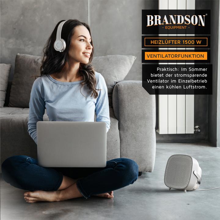 Produktbild Brandson Heizlüfter Keramik 1500 Watt, Badezimmer Schnellheizer mit Temperaturregelung, energiesparend, leise (1500 W)