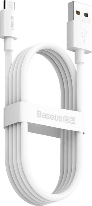 Image du produit Baseus Simple Wisdom Data Cable Kit USB to Micro 2.1A (2PCS/Set) 1.5m White (1.50 m)