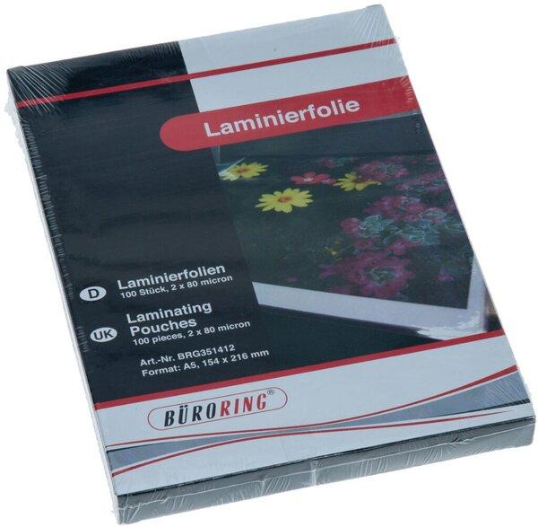 Image du produit Büroring Laminierfolie, DIN A5, 80 Mikron, 100 Stück (A5, 100 pièce(s), 80 µm)