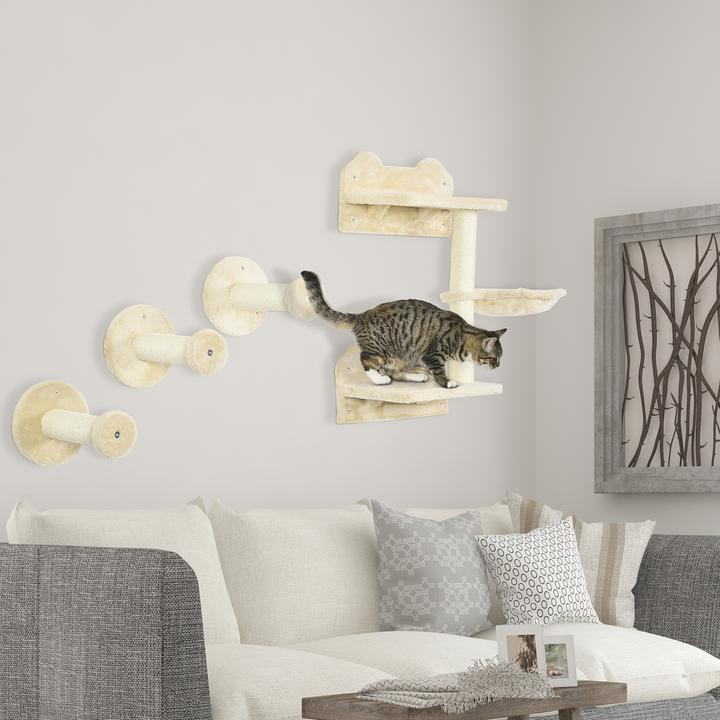 Image du produit PawHut Mur d'escalade (73 cm, Beige+Blanc crème)