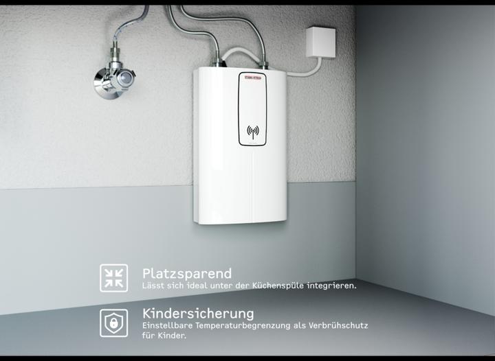 Actual product image Stiebel Eltron DCE 11/13 RC Electronic compact instantaneous water heater with remote control for the kitchen