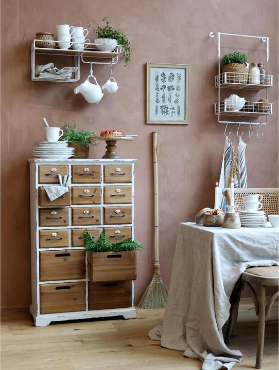 Actual product image Chic Antique Wall shelf with hooks 24 x 58 x 18 cm, white (58 x 18 x 24 cm)