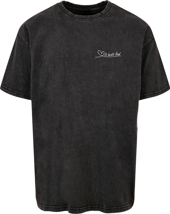 Merchcode It Beats Loud Acid Washed Heavy Oversize Tee - 113373