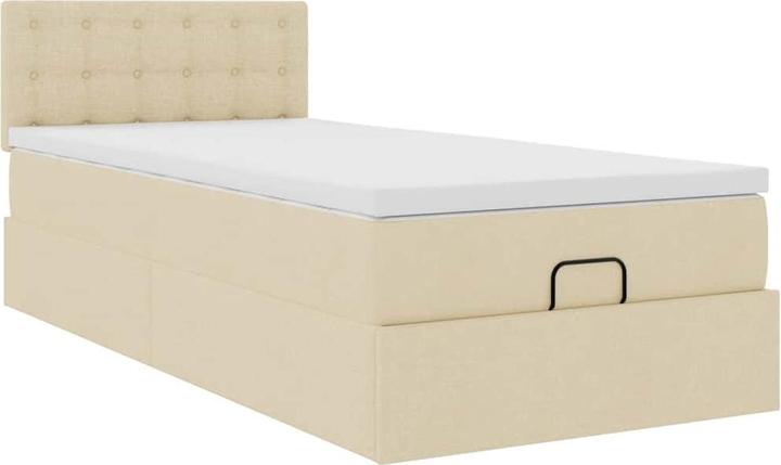Actual product image VidaXL Ottoman bed with mattress cream 140x200 cm fabric bed frame (140 x 200)