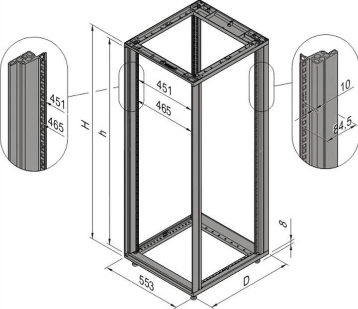 Image du produit Schroff Châssis Heavy-Duty - GEST.HD19"38HE 553B500T 7021 (Rack 19 pouces)
