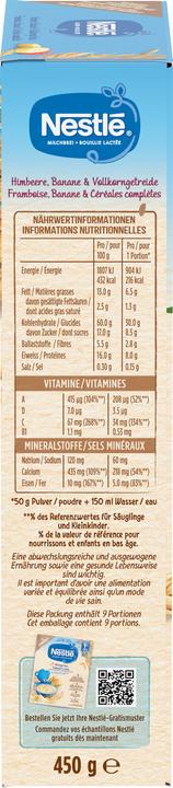 Valori nutrizionali e ingredienti Nestlé Banana al lampone e cereali integrali (450 g)