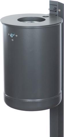 Image du produit Metallwerke Renner Corbeille avec cendrier 50 l, avec couvercle en inox DxH 380x515 mm, avec poteau en tube Q à (50 l)