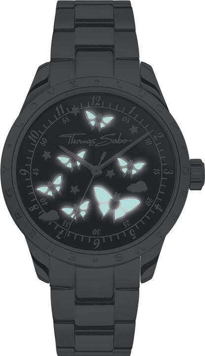 Immagine prodotto Thomas Sabo Damenuhr mit Schmetterlingen silberfarben (Orologio da polso analogico, 34 mm)