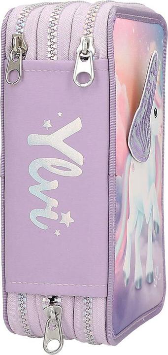 Actual product image Depesche Ylvi 3-Fach Federtasche mit appliziertem Flügel inkl. Stifte