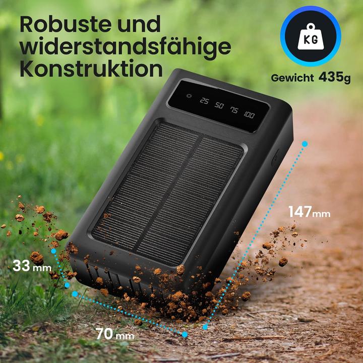 Produktbild Extralink EPB-092 20000mAh Czarny | Powerbank | Solar Power bank, USB-C (20000 mAh, 10 W, 74 Wh)