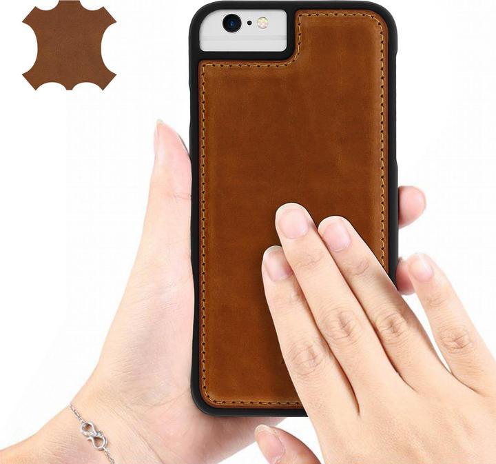 Actual product image Akashi Schutzhülle aus Echtleder stoss- kratzfest für iPhone 6/ 6S/7 / 8 – Kupfer (Apple iPhone SE (3rd Gen))