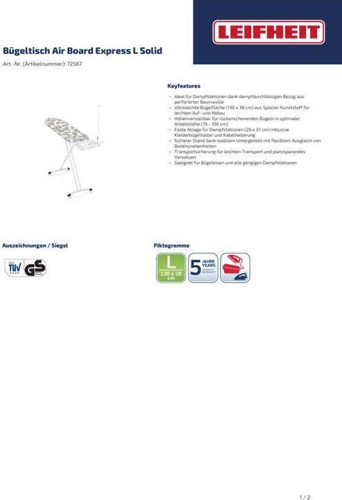 Actual product image Leifheit AirSteam Premium L (130 x 38 cm)
