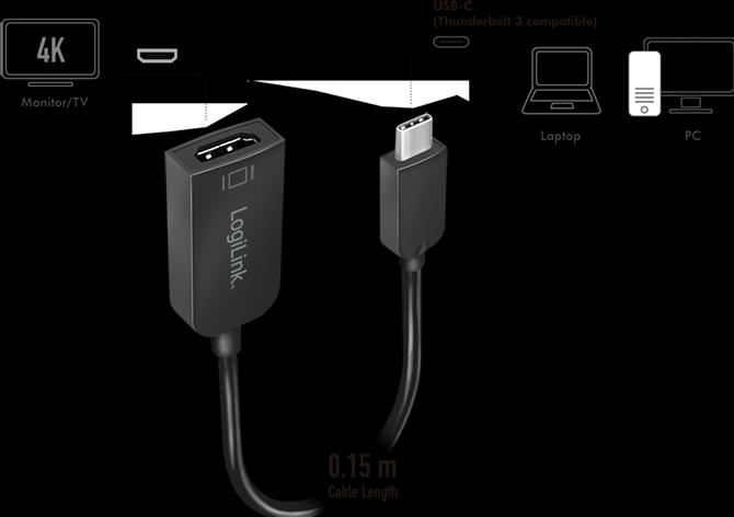 Produktbild LogiLink USB Typ-C zu (HDMI, 4.50 cm)