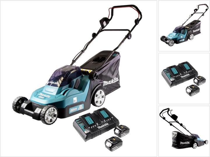 Image du produit Makita DLM432PT2 Tondeuse à gazon sans fil 2X18V, 43cm, 2X5,0Ah Li-Ion DC18RD, 3 (Fonctionnement sur batterie)