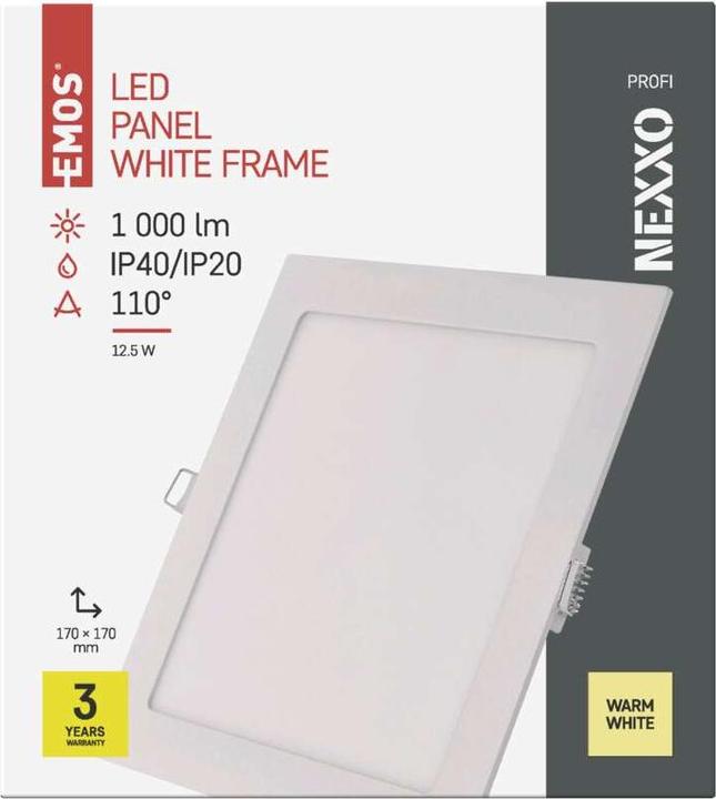 Immagine prodotto Emos NEXXO Luce da incasso a LED, quadrata, bianca, 12,5W, bianco caldo (1000 lm)