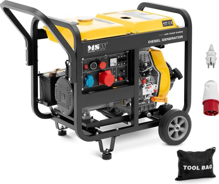 MSW Diesel Generator - 2500 / 7500 W - 12.5 L - 230/400 V - mobile - AVR - Euro 5 (7500 W, 12.50 l)