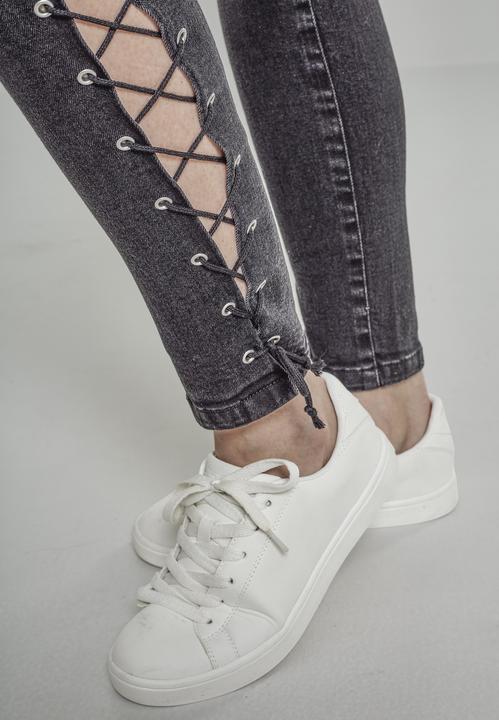 Actual product image Urban Classics Ladies Denim Lace Up Skinny Pants (29)