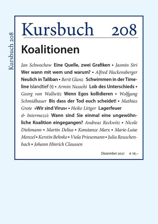 Produktbild Kursbuch 208 (Deutsch, Peter Felixberger, Sibylle Anderl, Armin Nassehi, 2021)