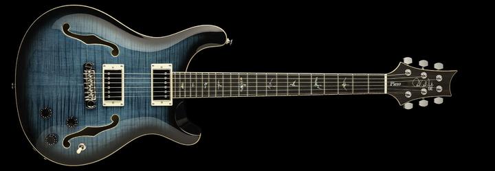 Image du produit PRS SE Hollowbody II Piezo Peacock Blue Burst (Guitare électrique, acajou, Ebony, Top en érable ondé avec facette en érable flammé, Dos en érable ondé avec facette en érable flammé)
