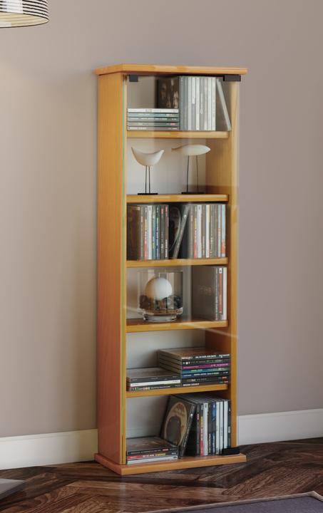 Produktbild VCM Holz CD DVD Stand Regal Vetro mit Glastür (31 x 18 x 92 cm)