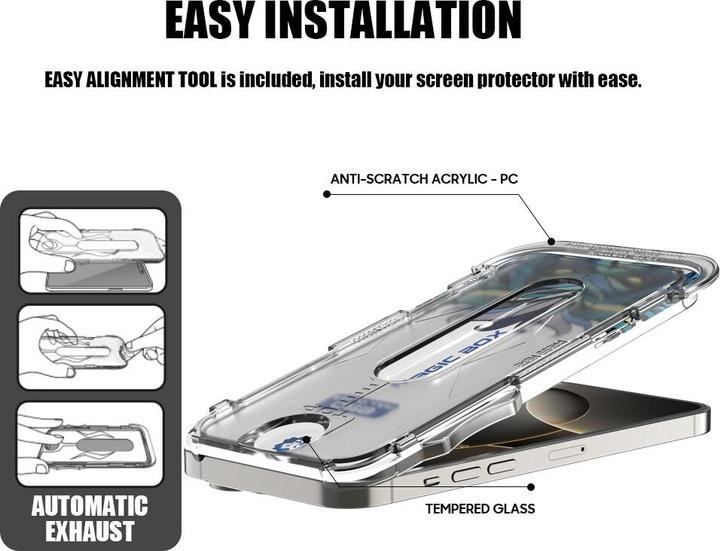 Actual product image Lito MatteGuard armoured glass incl. installation tool (1 Piece, Apple iPhone 16)