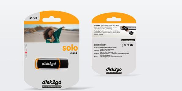 Image du produit Disk2go Clé USB solo 64 Go (64 Go, USB-C)