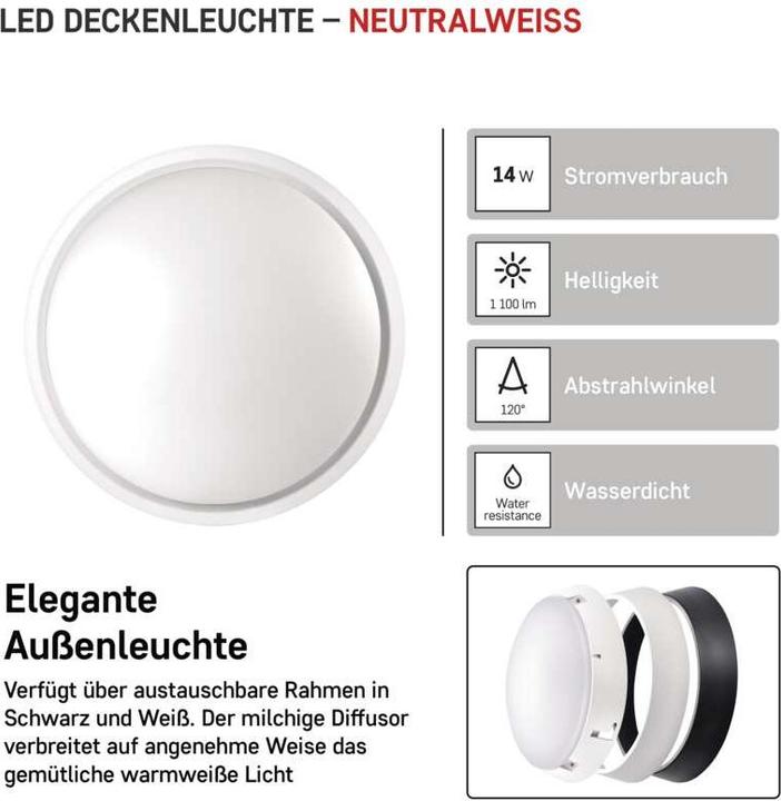 Image du produit Emos Plafonnier LED rond, noir/blanc. 14W blanc neutre (1100 lm)