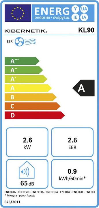 Energie-Label Kibernetik FSP Klimagerät (40 m², 9000 BTU/h)