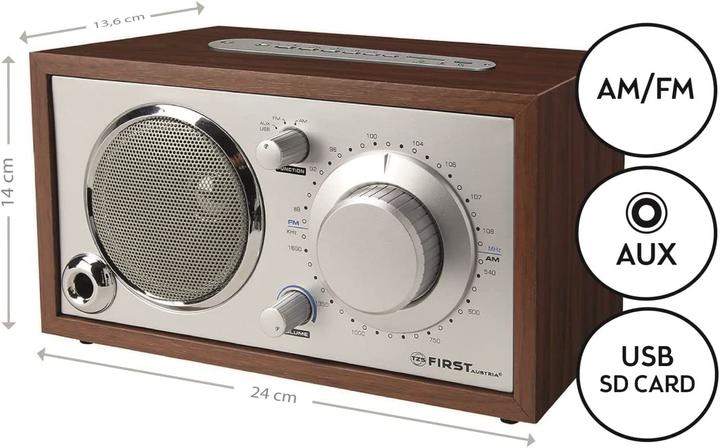 Image du produit TZS First Austria Radio de table rétro, 24x14x13.6 cm (AM, FM)