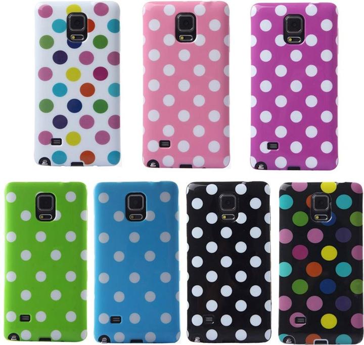 Produktbild König Design Schutzhülle für Handy Samsung Galaxy Note 4 SM N910F Weiss / Bunt gepunktet (Samsung Galaxy Note 4)