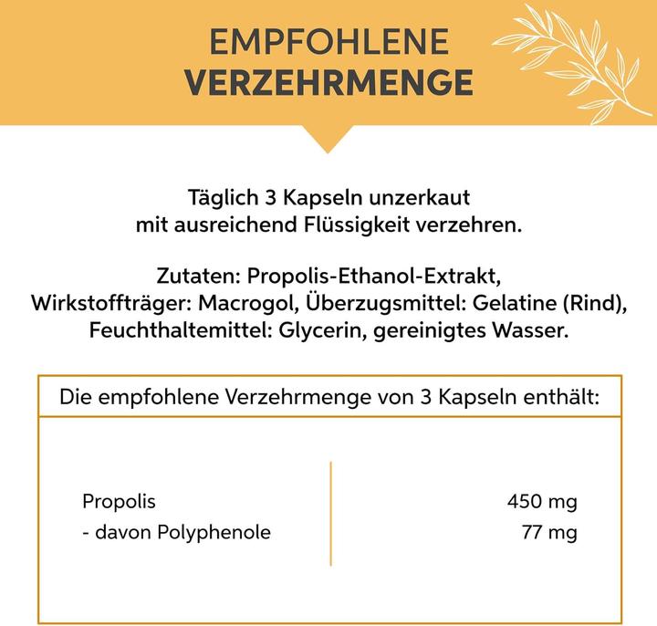 Nährwerte und Zutaten Eltabia Propolis Kapseln (100 Stück, Kapseln)