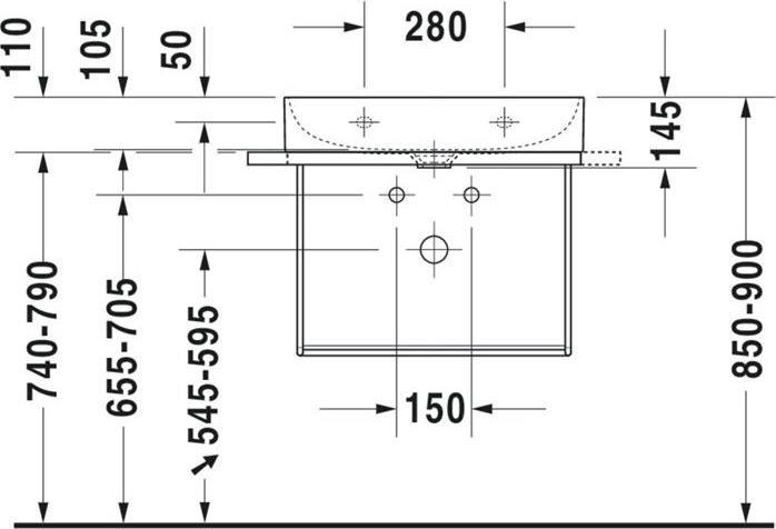 Actual product image Duravit Washbasin DURASQUARE o ÜL m HLB 600x470mm 2 tap holes white (470 mm, 600 mm)