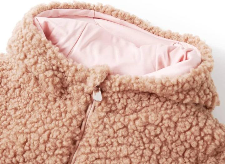 Immagine prodotto VidaXL Giacca con cappuccio per bambini Teddy in pelliccia sintetica cognac chiaro (116)