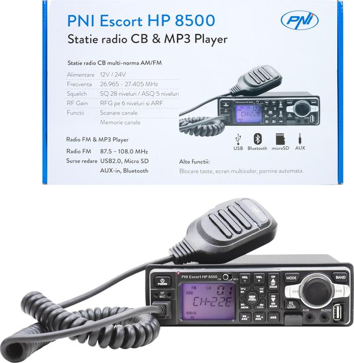 Produktbild PNI CB-Funkgerät und MP3-Player Escort HP 8500 ASQ inklusive Kopfhörer mit Mikrofon