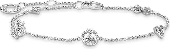 Immagine prodotto Thomas Sabo Fulmine trifoglio pace cuore e braccialetto infinito (1.90 cm, Argento 925)