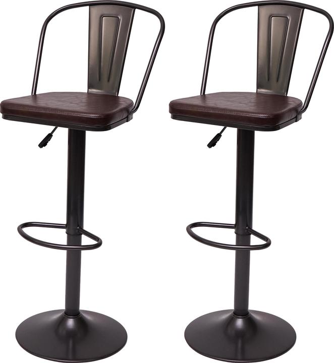 Produktbild Swisshandel24 2x Barhocker, Tresenhocker Barstuhl, höhenverstellbar drehbar Industrial Kunstleder vintage schwarz-