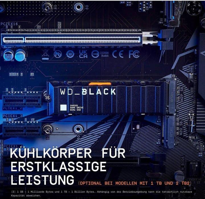 Actual product image WD Black SN850X with Heatsink (2000 GB, M.2 2280)