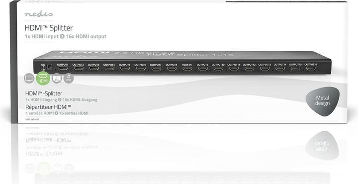 Produktbild Nedis HDMI Splitter| 2 x 8-Port| Eingang| USB A Buchse 16x Ausgang|