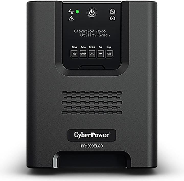 Actual product image Cyberpower PR1000ELCD Line-Interactive 1000VA/900W Sinsuwelle AVR LCD Output (8) IEC RS232 USB HID EPO SNM... (1000 VA, 900 W, Line-interactive UPS)