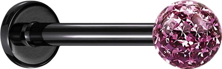 Actual product image Star Piercing Micro labret black with crystal ball light violet epoxy protective layer (without brass, Titanium G23)