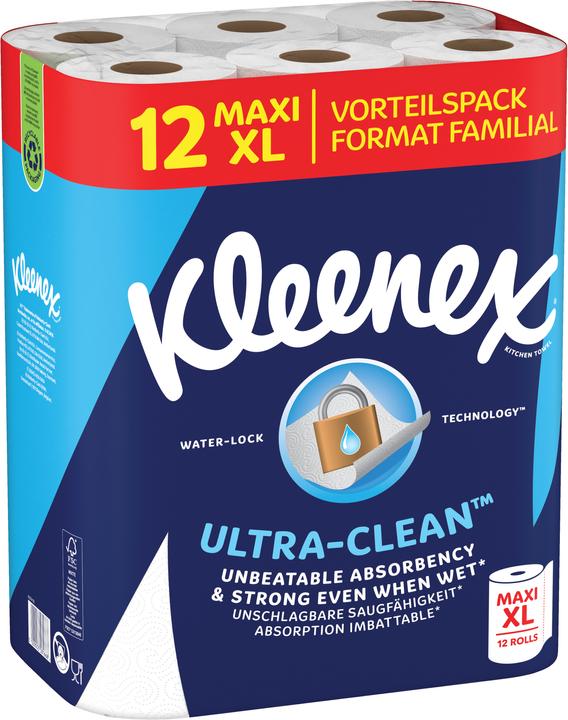 Kleenex Haushaltspapier Ultra Clean, 12 XL Rollen (12 x)